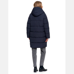 GRANATOWA kurtka luźna pikowana, ZIMOWA, dłuższa, kaptur MORAJ